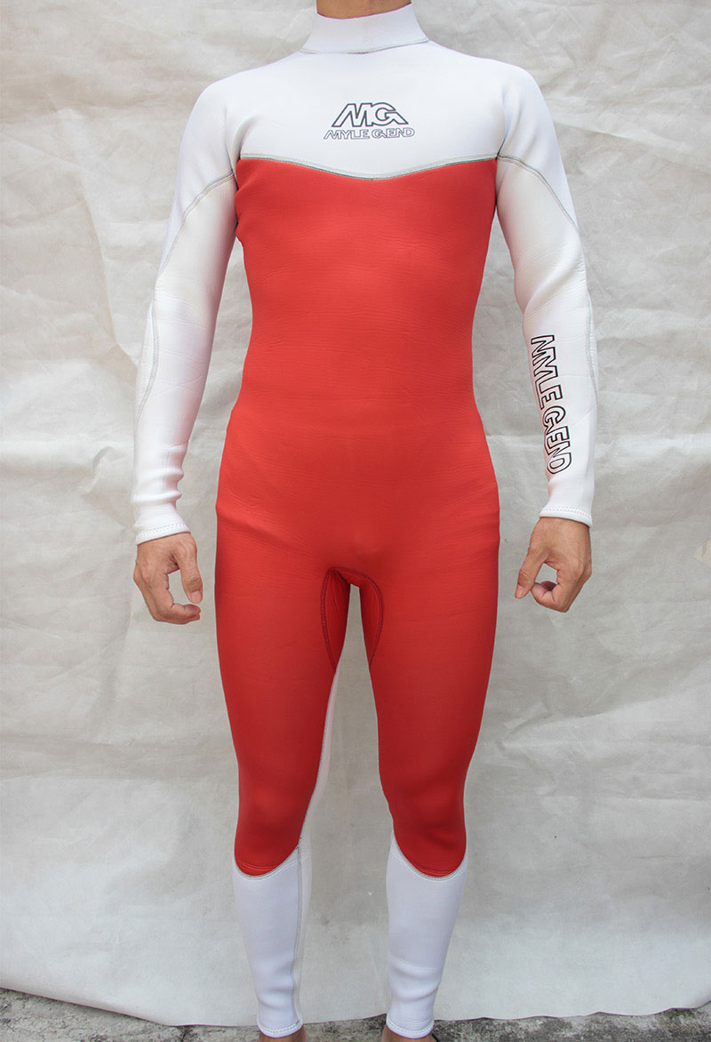   3mm β         /Nice design 3mm thickness red and white color full body Swimming and Surfing wetsuit for men